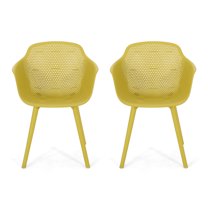 GDF Studio Barbados Outdoor Modern Dining Chairs, Set of 2, Yellow