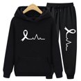 thumbnail image 3 of Gibobby Set Pants y Sudadera Mujer Mujeres Casual Manga Larga Patrones de Fútbol Sudadera con Capucha Sudadera Chándal Jogger Pantalones de Chándal Unisex Con(Negro,CH), 3 of 4