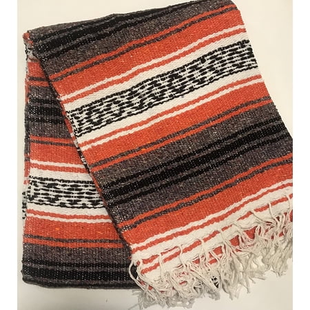 Mexican Falsa Blanket Authentic 52" X 72" Pick Your Own Color (Orange/Grey/Black)