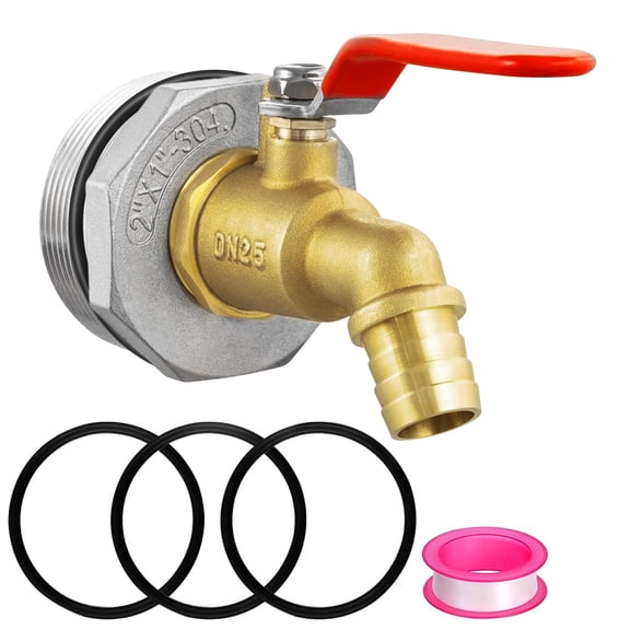 kornsurte 2" Drum Faucet for 55 Gallon Drum,3/4 Inch Brass Rain Barrel Spigot with 4 EPDM Gasket and 1 Teflon Tape, No Leaking, for Water, Diesel, Gasoline, Other Liquids