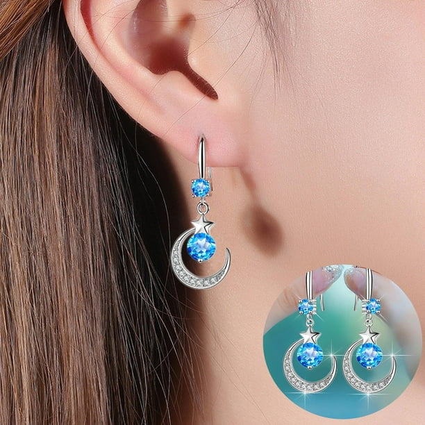 Pendientes para mujer, regalos para mujer Pendientes Pendientes de estrella Pendientes colgantes Pendientes de diamantes Joyas Un pendiente