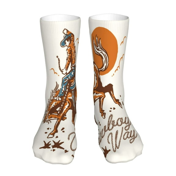 Goofa Cowboy Riding Horse for 16in Socks, Funny Novelty Crazy Design Cotton Socks Sports Socks Knee High Socks For Men, Women,1Pairs - Gift For Working Friends