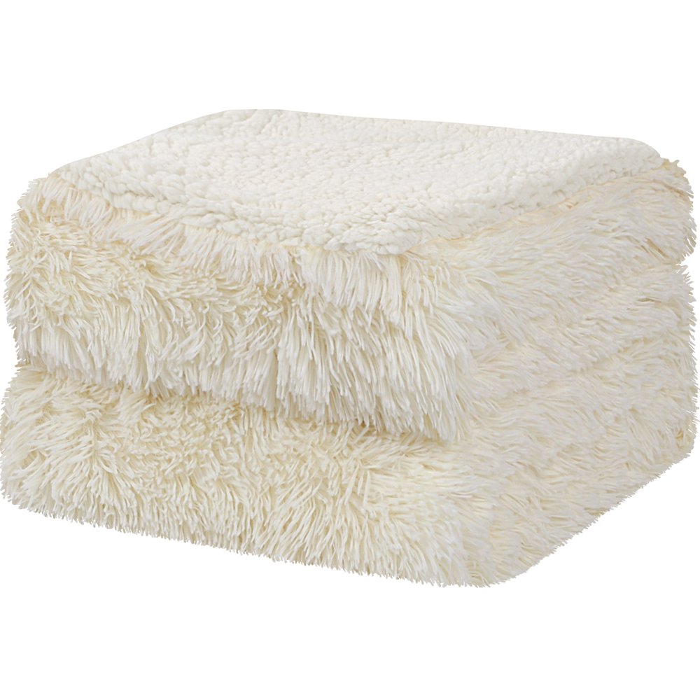 Soft Sherpa Throw Blanket Luxury Shaggy Faux Fur Blanket Beige Queen(90" X 90")