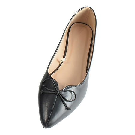 KELINFONG Womens Ponited Toe Ballet Flats Comfortable Bow Dressy Flats Shoes Single Shoes for Women