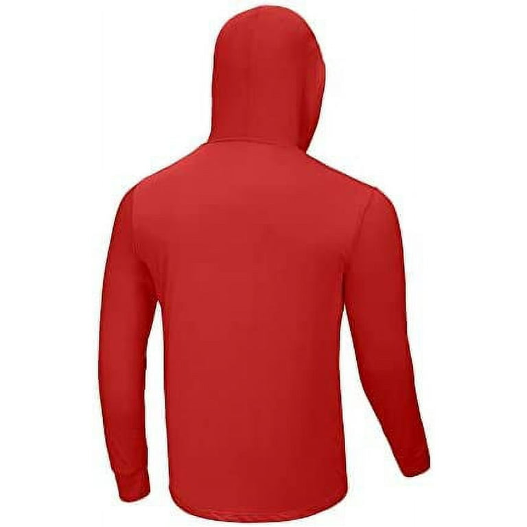 Ingear Boys UPF 50+ Sun Protection UV Hoodie T-Shirt Long Sleeve with Pockets SPF Shirt Boys Sun Shirt with Hood, Kids Unisex, Size: Small, Red