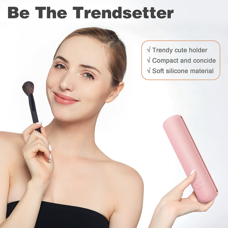 Bezox Travel Makeup Brush Holder - Silicon Makeup Brush Case, Cute Travel Make Up Brush Holder for Women, Small Brush Travel Holder for All Your