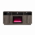 thumbnail image 2 of Ambrose 70"W Gray Walnut Engineered Wood Fireplace TV Console w/LED+Heater+Shlv, 2 of 3