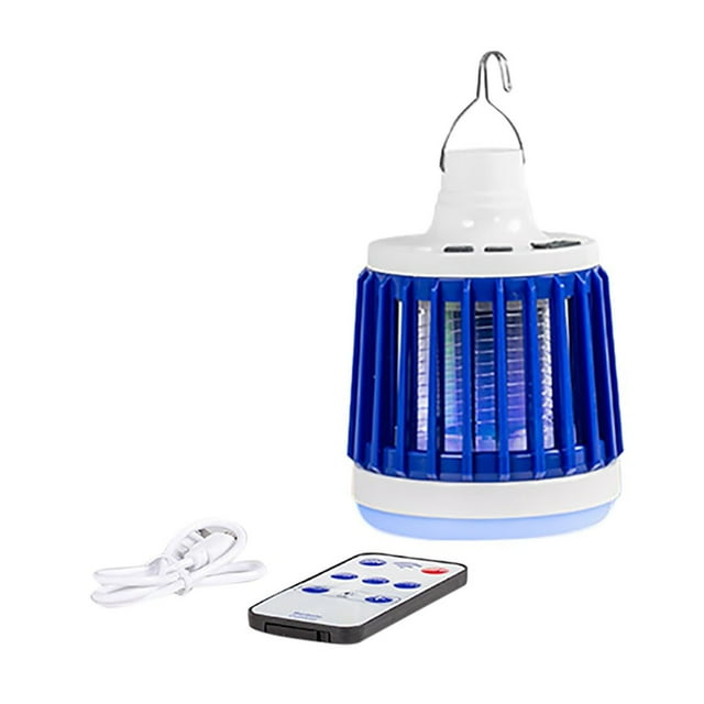 Lámpara LED recargable morada para matar mosquitos con control remoto, portátil para exteriores, para acampar, con carga USB
