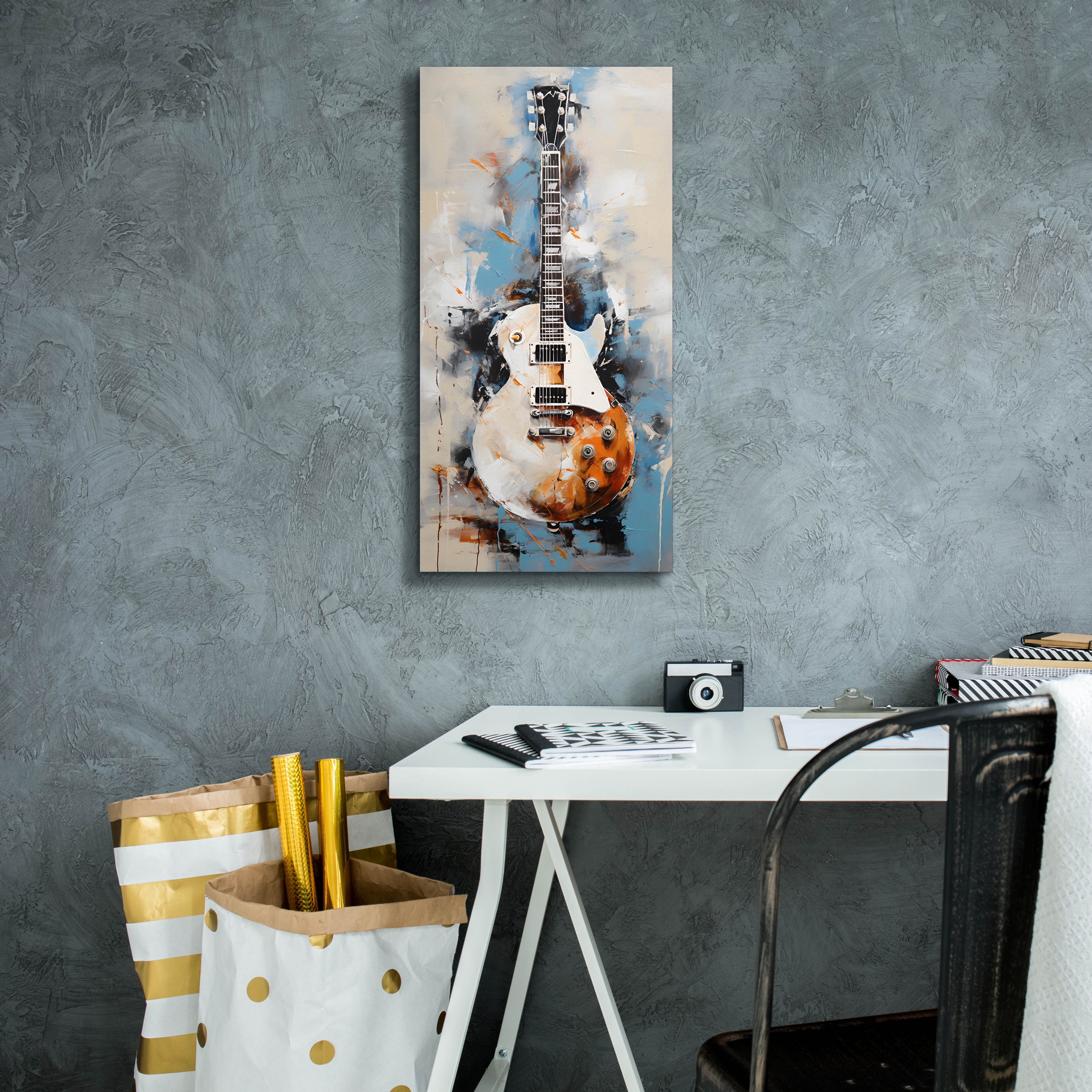 Epic Graffiti 'Les Paul 8'  by Sean Parnell Canvas Wall Art, 12" x 24"