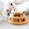 thumbnail image 2 of Ejercitador de rodillos interactivo para mascotas, juguete de pelota de juguete para gatos con torre de 2 niveles (bambú), 2 of 5