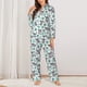 thumbnail image 2 of Fotbe Bears and Tropical Leaves Conjunto de Pijama de Manga Larga para Mujer con Estampado, Ropa de Dormir de 2 Piezas, Conjunto de Casa Suave y Cómodo con Bolsillos-Small, 2 of 7