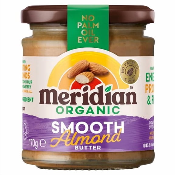 Meridian Organic Smooth Almond Butter 100% Nuts 170g, British Import (Pack of 3)