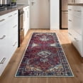 thumbnail image 4 of GLN Rugs Narman - Indoor, Machine Washable Area Rug 2'6"x9'8" Turkish Burgundy Home Carpet, All Ages, 4 of 8