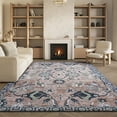thumbnail image 4 of SAFAVIEH Tucson Georgeanna Traditional Machine Washable Area Rug, Light Blue/Navy, 8' x 10', 4 of 13