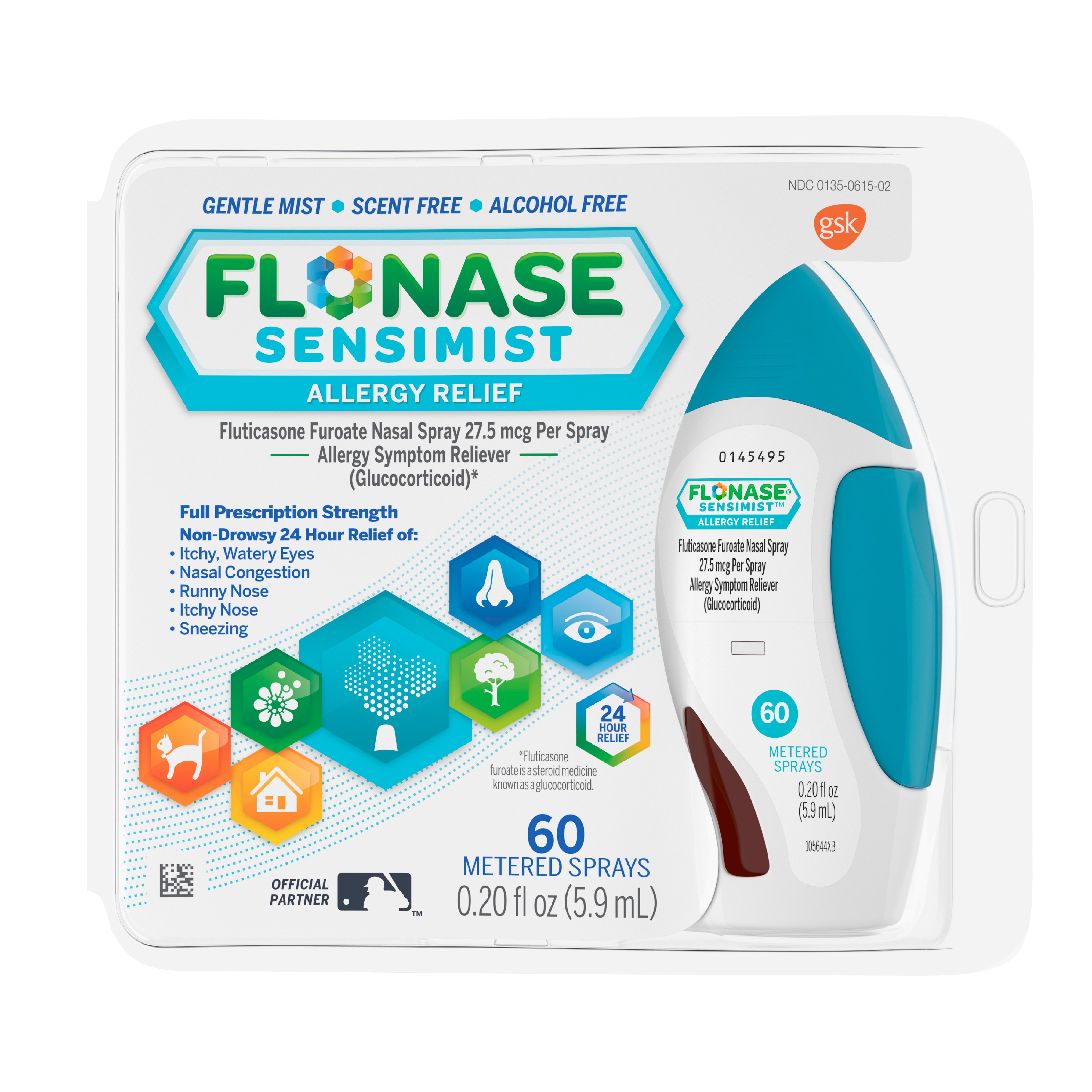 Flonase Sensimist Allergy Relief Spray Non Drowsy Allergy Medicine, Gentle Mist 60 Sprays