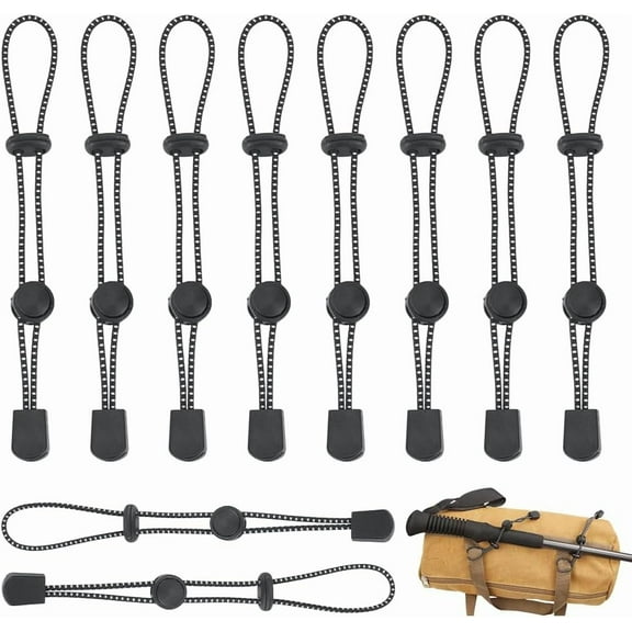 10 Pcs Hiking Pole Holder for Backpacks Black Hiking Stick Holder Buckle Elastic Rope Lanyard Adjustable Straps for Most Backpacks and Hiking Poles Black