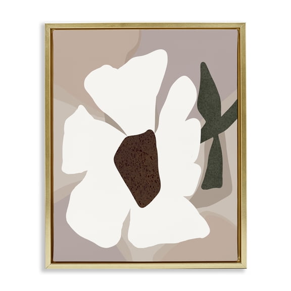 Stupell Industries Modern Modern White Petals Gold Floating Frame Canvas Art, 17 x 21, by Regina Moore
