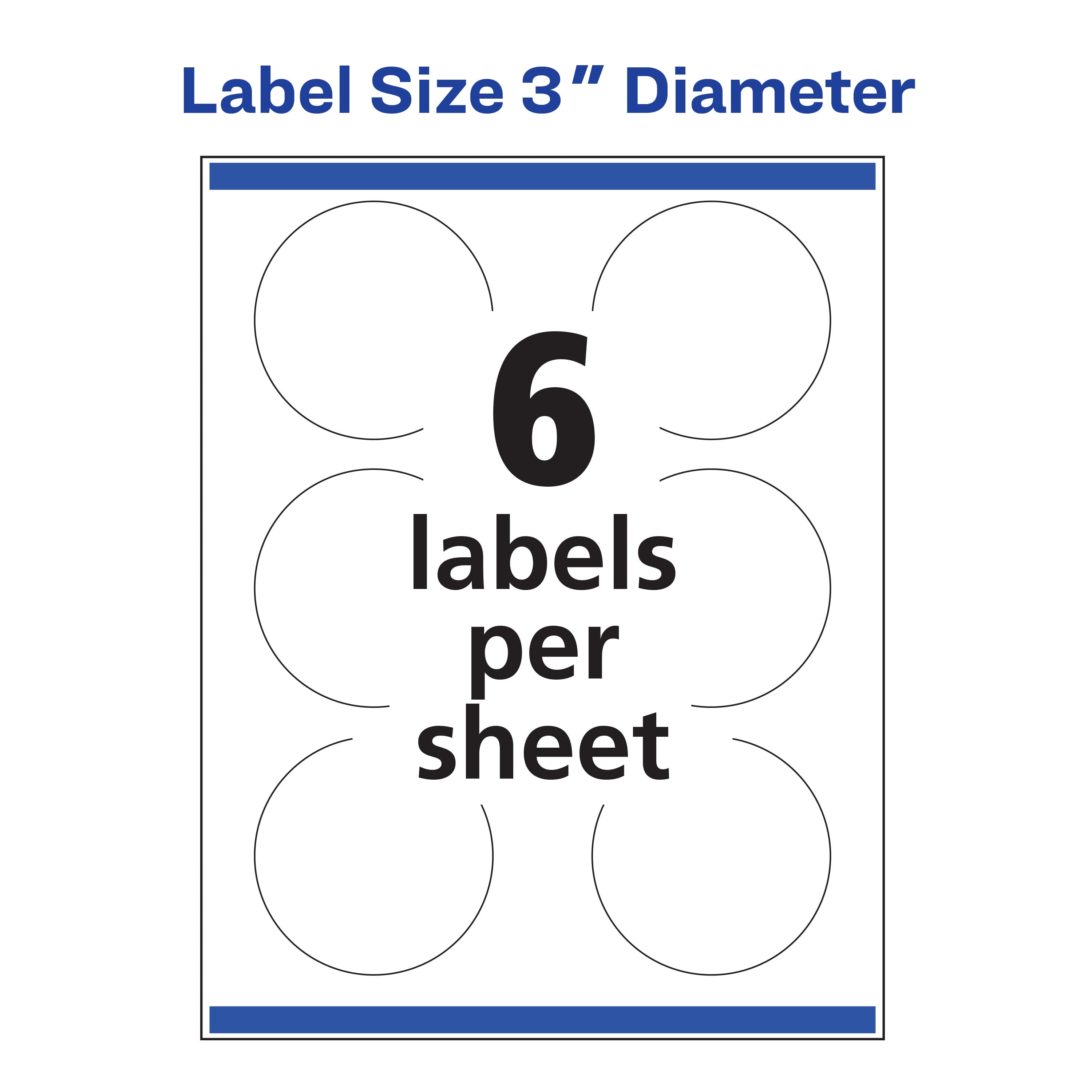 Avery Glossy Clear Round Labels, 3" Diameter, 60 Labels
