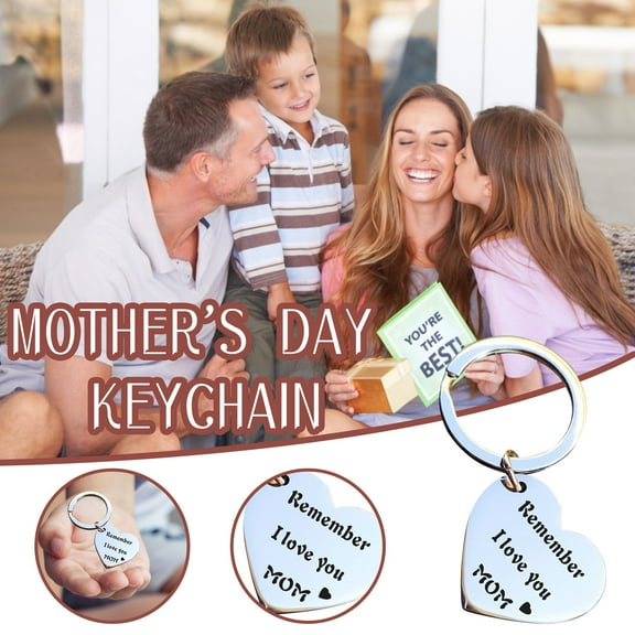 Teissuly Mother's Day Gift Stainless Steel Peach Heart Unique Printing Key