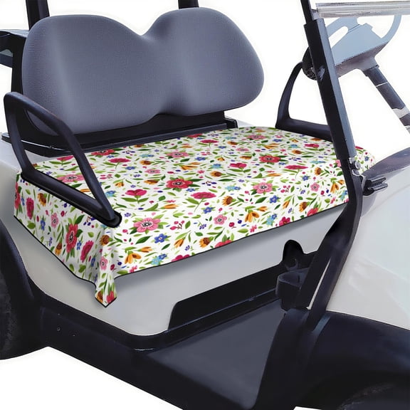 Bright Flowers Print Golf Cart Seat Cover 51"x31" Front Bench Towel Blanket for Most Golf Cart Models Easy Care Microfiber