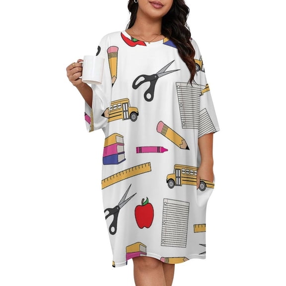 Teacher & School Item Mix Three Sleepshirts For Sleeping Travels Loose Sleepdress Pajama Dress Soft Nightdress Sleepwear