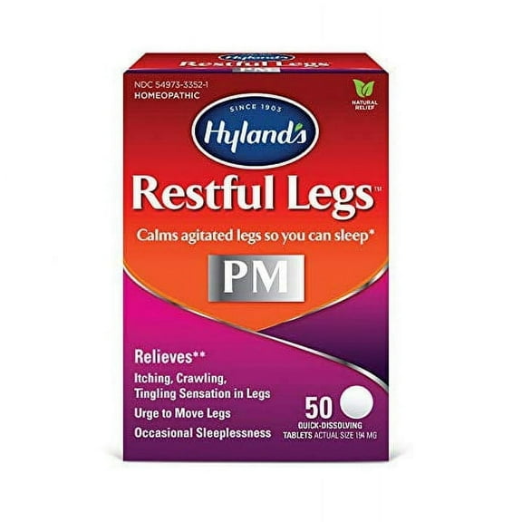 Hyland's Naturals Restful Legs PM Tablets 50 Ct 2 Pk | Restless Legs Syndrome Relief | Leg Pain Relief | Hylands Leg Cramps Relief | Calm Legs | Instant Relief for Restless Legs