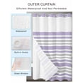 thumbnail image 2 of No Hook Cloth Fabric Shower Curtain with Snap in Liner, Light Purple Stripes Waterproof Shower Curtains Set with See Through Top Window, Modern Minimalist Horizontal Lines Bath Curtains 72"x96", 2 of 6
