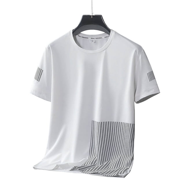 Birdeem Shirts for Men Mens Summer New Ice Silk Loose Gradient T-Shirt