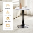 thumbnail image 6 of Miekor Furniture Round Dining Table, 23.6" Circle Tulip Table with Thickened Tabletop & Metal Pedestal, Mid Century Modern Bistro Table for Kitchen, Small Places, Living Room, Cafe (White) No.6157, 6 of 8