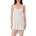 thumbnail image 1 of Gupgi Robe Blanche de Collation des Grades pour Femmes Sans Manches à Col en V, Robe Courte Fluide, Robe Corset Mini Dos Nu, 1 of 9
