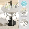 thumbnail image 3 of Martha Stewart 31.5" Round Indoor-Outdoor Bistro Dining Table with Gray Woodgrain Aluminum Finish Frame and White/Gray Woven Rattan Tabletop, 3 of 10