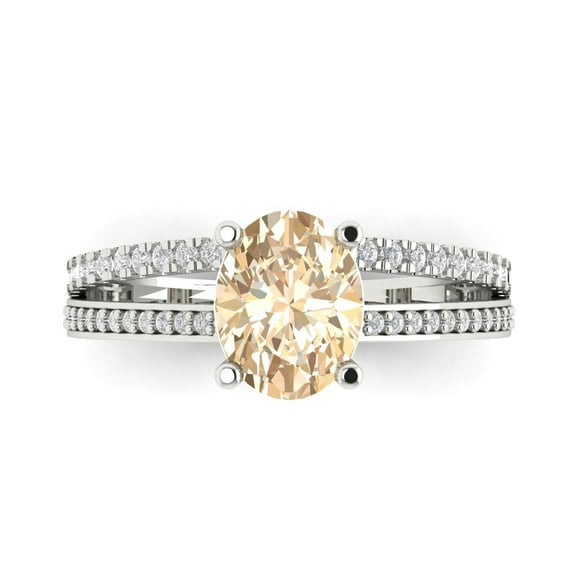 Clara Pucci 14K White Gold 2.32ct Morganite Solitaire with Accents Ring