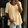 thumbnail image 2 of Womens Floral Babydoll Tops，Casual Summer Shirts 3/4 Puff Sleeve Pleated Blouse Women'S Print T Shirt Puff Sleeve Peplum Tops Loose Fit Tunic Top Boho Floral Tops Peasant Blouses L, 2 of 4