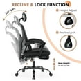 thumbnail image 2 of Office Computer Desk Chair, High-Back Ergonomic Mesh Swivel Chair with Lockable Recline, Adjustable Lumbar Support, Retractable Footrest & Padded Arms for Home Office, Study, and Gaming, Black, 2 of 7