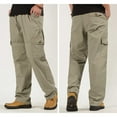 thumbnail image 3 of Holiday Saving Men's Casual Sport Drawstring Zipper Fashion Solid Color Elastic Waist Cargo Pants Fit Hiking Trousers with Multi Pockets, 3 of 3