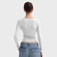 thumbnail image 4 of Stichou Womens Lace Tops Long Sleeve Eyelet Shirts Casual Cozy V Neck Slim Fit Blouses 2026 Fashion Outfit White L, 4 of 5