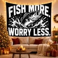thumbnail image 3 of Fish More Worry Less Bass Tapestry Wall Hanging, 3 of 7