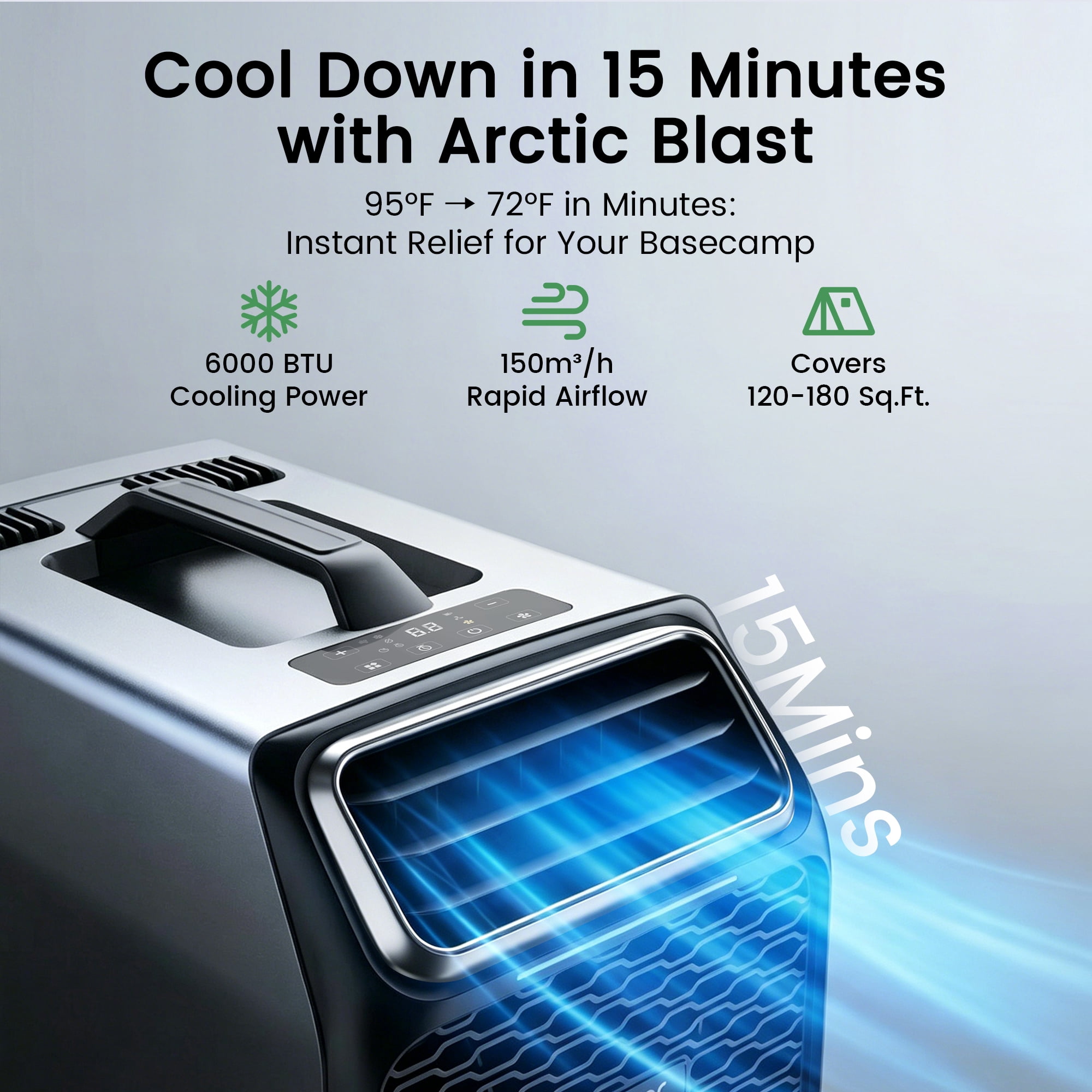 Waykar 6000 BTU Portable Air Conditioner for Camping, Advanced Dual-Hose System for Tents & RVs, 110V AC/DC Inverter Support, 3-in-1 Cooling, Dehumidifier & Fan for Off-Grid Outdoor Comfort