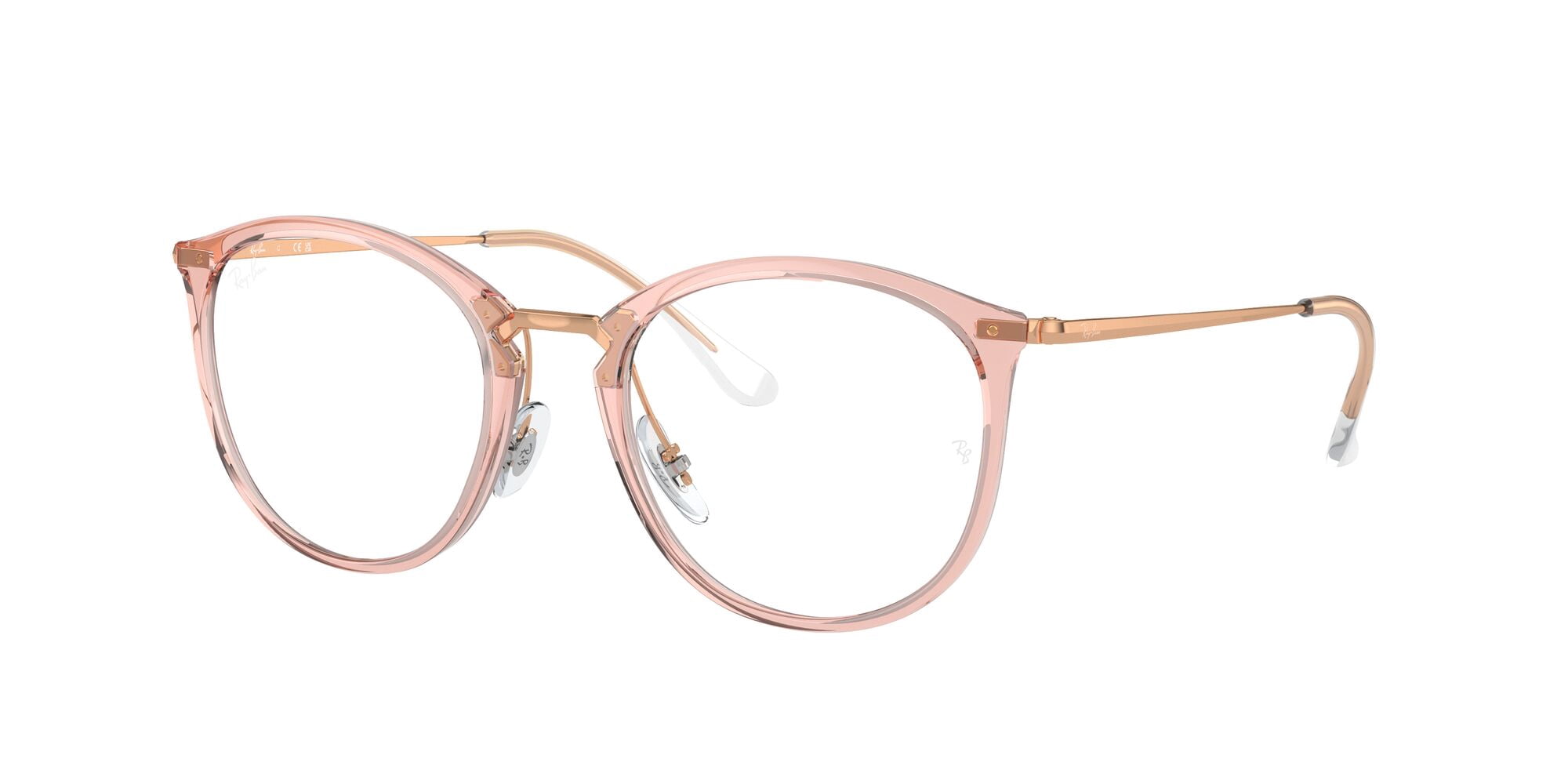 Ray-Ban Prescription Eyeglasses with Case, Transparent Pink with Demo Lens, Size 51
