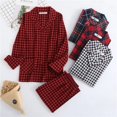 thumbnail image 2 of Cárdigan de manga larga de franela cepillada de algodón para mujer, ropa a cuadros con pantalón largo, conjuntos de dos piezas para mujer, Otoño e Invierno, 2 of 4