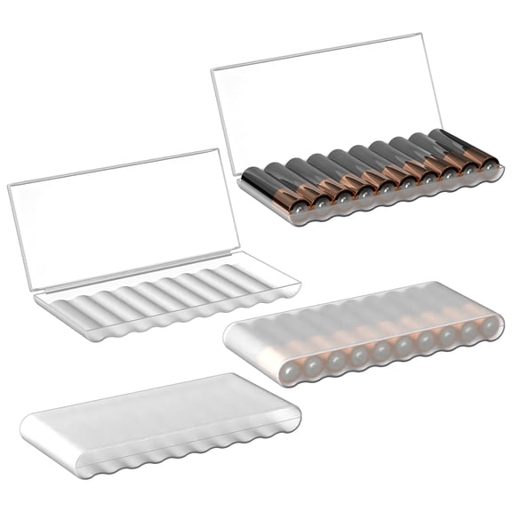 Linkidea 4 Pack Waterproof AAA Battery Organizer Cases, Compact Portable Storage Box Holds 10 Batteries Each for Home, Travel (Clear)