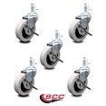 thumbnail image 2 of 3 Inch Thermoplastic Wheel 8mm Threaded Stem Caster Set with Brakes Set of 5 SCC, 2 of 2