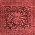 thumbnail image 1 of Ahgly Company Indoor Square Medallion Red Traditional Area Rugs, 3' Square, 1 of 4