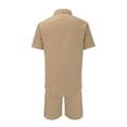 thumbnail image 5 of Pxiakgy Men'S Summer Breathable Two Piece Wrinkled Shirt Shorts Set Men'S Textured Beach Suit Khaki + 3XL, 5 of 5