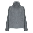 thumbnail image 4 of ZACPNCV Women Turtleneck Oversized Sweaters Long Sleeve Hem Tunic Pullover Knit Tops Dark Gray L, 4 of 5