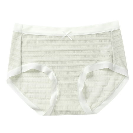 Ashirexll Underwear Women  Silk Underwear for Women Solid Color Lightweight Traceless Breathable Comfortable Mid Waist Panties for Women White Free Size
