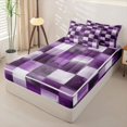thumbnail image 2 of Homewish Purple Gradient Plaid Zipper Twin Comforter Sets with Fitted Sheet and 2 Pillowcases,Vintage Artwork Zipper Bedding Set,Black Reversible,4pcs, 2 of 8
