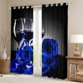 thumbnail image 2 of Rose Wine Glass Blackout Curtains, Royal Blue Rose Curtains, Botanical Floral Window Curtains, 3D Print Flower Romantic Valentine's Day Curtains, Women Men Adult Grey Black Darkening Curtains 42"X63", 2 of 5