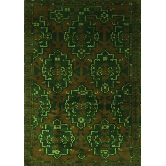 Ahgly Company Indoor Rectangle Persian Green Traditional Area Rugs, 2' x 4'