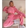 thumbnail image 5 of Women's Casual Solid Color Long Sleeved Hoodie Trousers Sweatershirt Sports Suit Chiffon Two Piece Work Out Outfit Set Women Holiday Outfits Wedding Pant Suits Petite Size Smart Casual Outfit Snow, 5 of 6